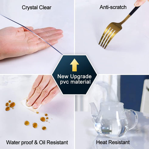 Transparent 14x24 in Small Office Desk Blotter Mat Clear Plastic Table Protector Cover Pad PVC Topper Surface Proection Mat Pad Anti Scratch Table...