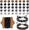 FASHEWELRY Mala Yoga Men Bracelet Making Kit - 220pcs Natural Gemstone Lava Rock Tiger Eye Beads Healing Crystal Chakra Stone Beads with Black Nyl...