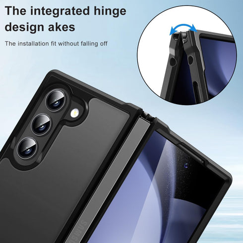 for Samsung Galaxy Z Fold 6 Case, Z Fold 6 Case with Camera Frame Protection, Thin Anti-scratch PC Matte Translucent Back & Flexible TPU Hinge Sho...