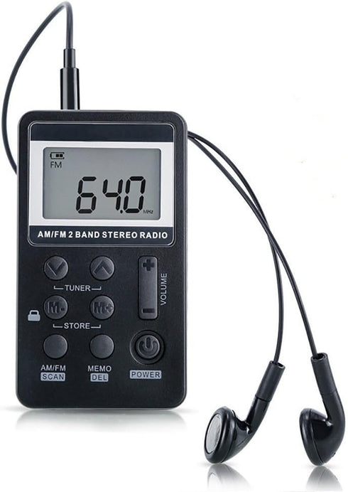 AM FM Radio,Mini Portable Pocket Radio Receiver with Earphone,Rechargeable Battery for Walk/Jogging/Gym/Camping (Black)......