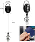 20 Pack Retractable Badge Holder with Carabiner Reel Clip, Bulk ID Card Key Holder with Ring, Heavy Duty Black Key Chain Extender for Office Work ...