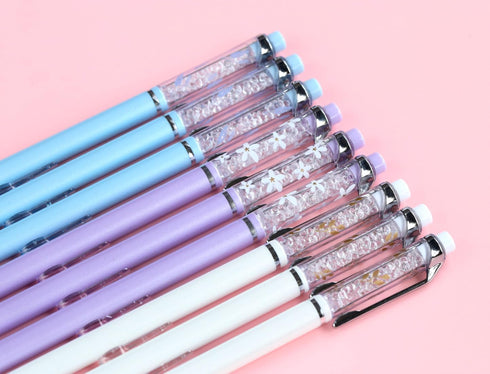Clear Beads Top Style 0.7mm Mechanical Pencils Set, 9pcs Mechanical Pencils and 80pcs 0.7mm Refill and 4pcs Erasers for School Writing, Drafting G...