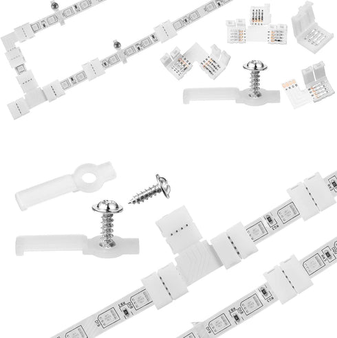BULIK 4 Pin LED connectors for Strip Lights 8MM L and T Shape Connectors,LED Strip Jumper Connectors for Controller...