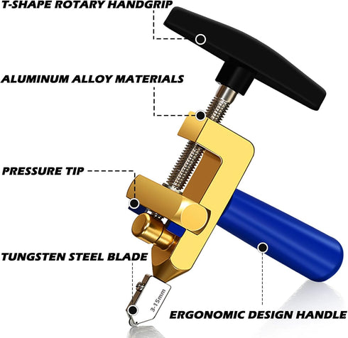 Tile Cutter Hand Tool, 2 in 1 Glass Tile Cutter Breaking Pliers, Manual Tile Cutter with 3 Tungsten Steel Blade, Mirror Cutting Tool for Home DIY ...
