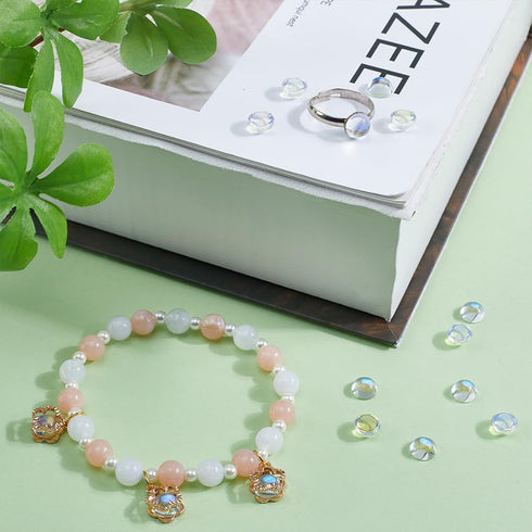 SUNNYCLUE 1 Box 100Pcs 8mm Glass Cabochons Half Dome Round Cabochons Flatback Transparent AB Flat Backs Cabochon Cameos for Jewelry Making Supplie...