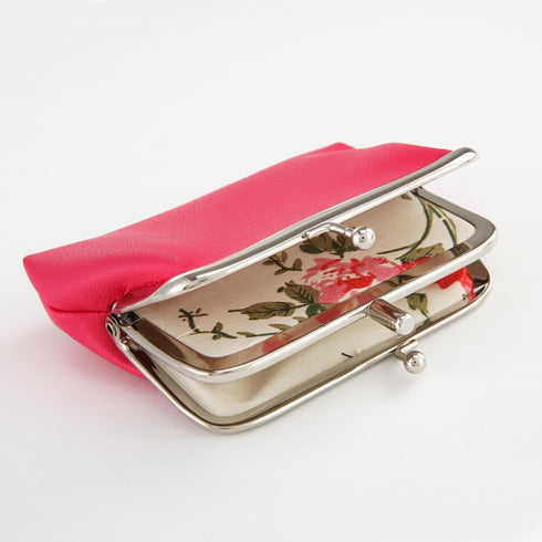 Double Layer Coin Purse for Women Girls Rose Red PU Leather Kiss-lock Mini Wallet Key Bag Card Holder...