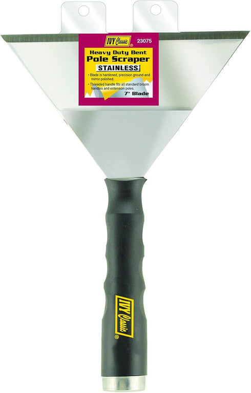 IVY Classic 23075 7" Heavy-Duty Bent Pole Scraper with Stainless Steel Blade, 1-Pack...