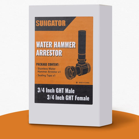 SUNGATOR Washer Water Hammer Arrestor, 3/4" GHT Male x 3/4" GHT Female for Washing Machine, Laundry Pipe, Stainless Steel Hammer Arrestor, Reduce ...