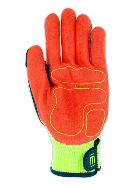 MAGID Impact Level 2 Resistant TPR Work Gloves with Grip, 1 Pair, High Visibility, Size 8 (Medium), Sandy Nitrile Coated (NitriX), Machine Washabl...