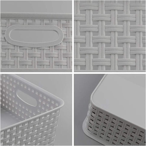 4-Pack Plastic Office Storage Baskets, A4 Basket Trays, Grey...
