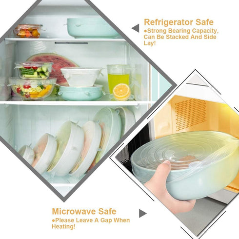 4 Pack Same Size Silicone Stretch Lids, Thicker Reusable Sturdy Silicone Container Cover, Expandable Food Storage Covers, Dishwasher and Freezer S...