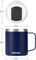 SUNWILL Insulated Coffee Mug with Lid, Travel Tumbler with Handle, 14oz Stainless Steel Cup for Camping, Office, Home, Powder Coated Navy Blue...