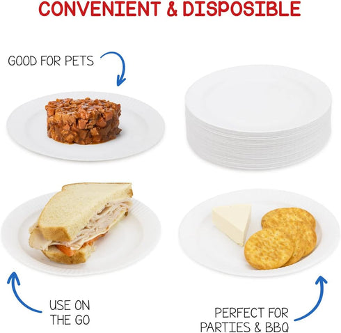 Hygloss Products Paper Plates - Uncoated White Plate - Use for Foodware, Events, Activities, Crafts Projects and More - Environmentally Friendly -...