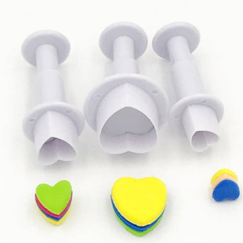 Heart Shaped Plunger Cutter Molds Fondant Sugarcraft Cake Cupcake Toppers Decorating Tool DIY Mold, 3-Pack...