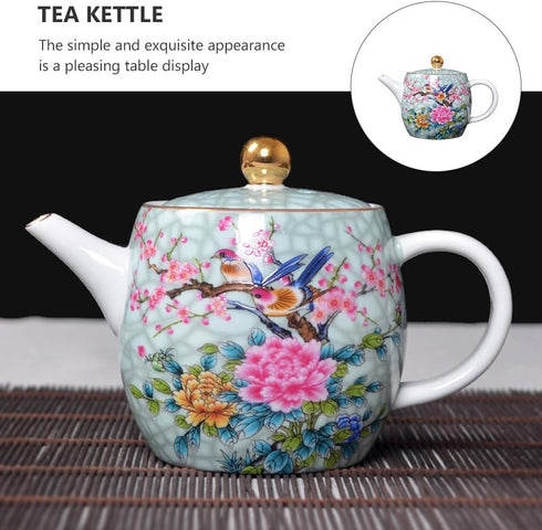 Ciieeo 1pc Ceramic Teapot Floral Tea Kettle Japanese Tea Kettle Enamel Teapot Infuser Floral Teapot Ceramic Pour Teapot Loose Leaf Tea Steeper Pot...