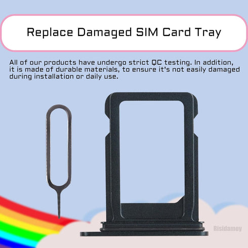 for iPhone 13 Black SIM Card Slot Replacement Single SIM Version Card Tray Holder Adapter with Waterproof Rubber Ring Repair Tool Fix Kit SIM Ejec...