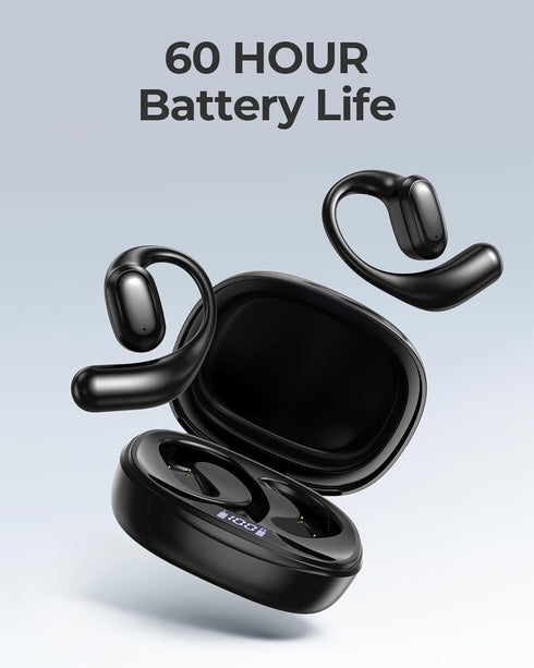 LeMuna Open Ear Headphones, Bluetooth 5.3 Wireless Earbuds with Earhooks, 60 Hours Playtime, Fast Charging, Sweat Resistant, Sport Earphones with ...