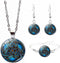 RTY Celtic Knot Jewelry Set Irish Ethnic Style Celtic Knot Pendant Necklace Mysterious Blue Earrings Bracelets Gift...
