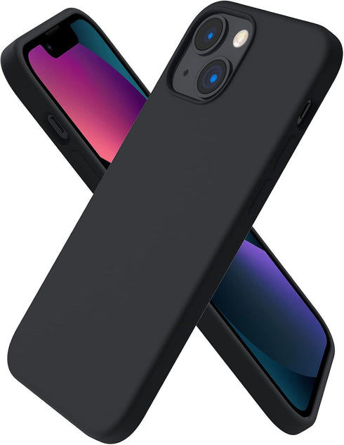 ORNARTO Compatible with iPhone 13 Mini Case, Slim Liquid Silicone 3 Layers Full Covered Soft Gel Rubber with Microfiber Case Cover 5.4 inch-Midnig...