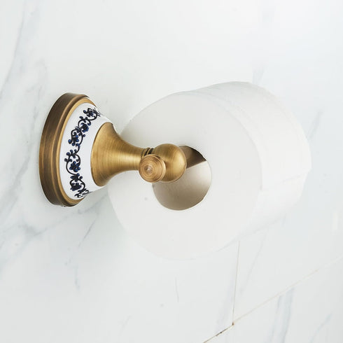 Toilet Paper Holder, Bathroom Toilet Paper Roll Holder Antique Bronze Brass Wall Mounted Bathroom Hardware Accessories,Porcelain Design...