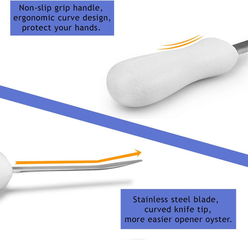 Oyster Shucking Knife,Stainless Steel Oyster Knife for Oyster Clam Scallop In Shell(White)...