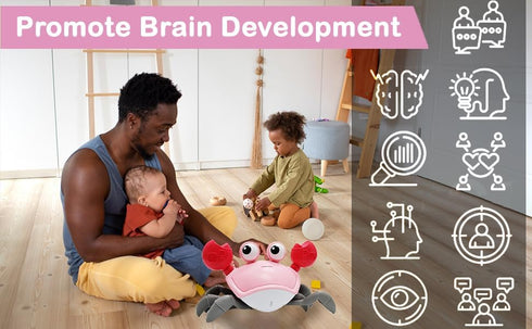Walking Crab Baby Toy, Toddler Crawling Tummy Time Crab with Music, Interactive Sensory Infant Walking Dancing Crab Toys, Boys Girls Learning Birt...