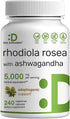 DEAL SUPPLEMENT Rhodiola Rosea with Ashwagandha 5,000mg Per Serving, 240 Veggie Capsules – Max Strength 10:1 Root Extract – Adaptogenic Supplement...