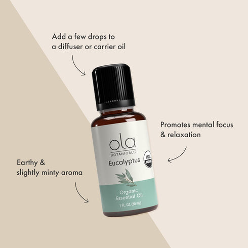 Ola Botanicals Organic Eucalyptus Essential Oil (1 Fl. Oz.), Refreshing and Soothing, Certified USDA Organic, Dr. Mercola...