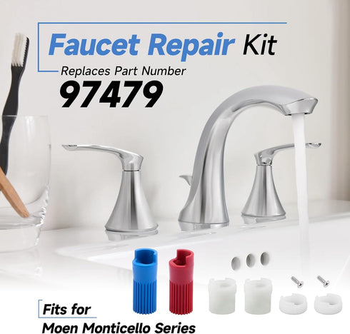 97479 Stem Extension Kit Repair Kit Replacement Parts for Moen Monticello Widespread Bathroom Sink Faucet Cartridge...