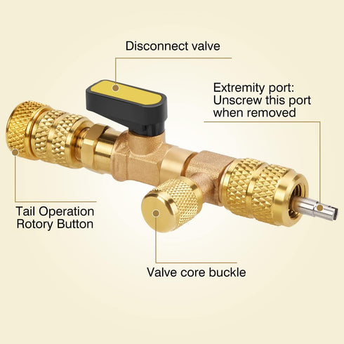 WADEO Valve Core Remover Installer Tool with Dual Size SAE 1/4 & 5/16 Port, 4 Valve Cores with Teflon Seal, Compatible with R22 R12 R407 R410 R404...