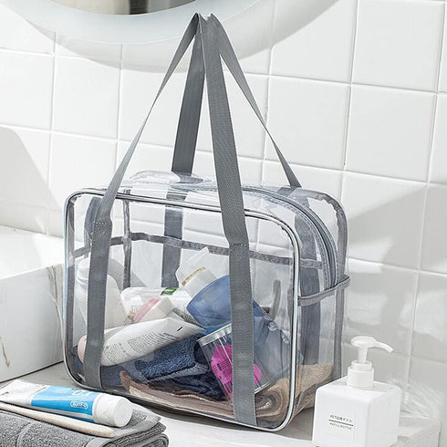 SxoSyo Clear Makeup Bags Large Travel Toiletry Bag for Women Transparent Cosmetic Bags with Handle Bathroom Organizer Bag PVC Tote Zipper Handbag ...