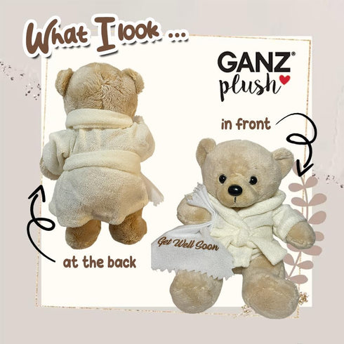 Get Well Soon Bear in Cream Robe with Blanket Soft Plush Bear Get Well Soon Gifts for Women, Men, Kids, Girls and Boys Feel Better Gifts...