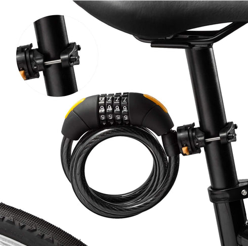 Via Velo Bike Lock Combination Cable Lock Combinationa Lock with 4-Feet Bike Cable Basic Self Coiling Resettable Combination with Complimentary Mo...