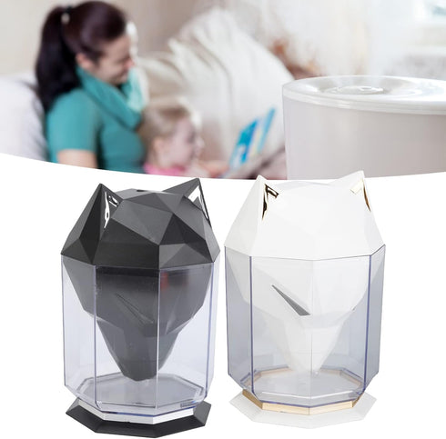 Wolf - Head Aesthetic Air Humidifier – Durable ABS, Dust Dispersion, Decorative Design for Home and Gamers(black)...
