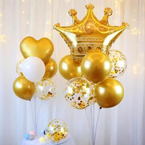 NpeyBeicuelq 4Pcs Gold Crown Foil Balloons Decorations.Wedding Bridal Shower Marriage Engagement Party Supplies (Gold)...