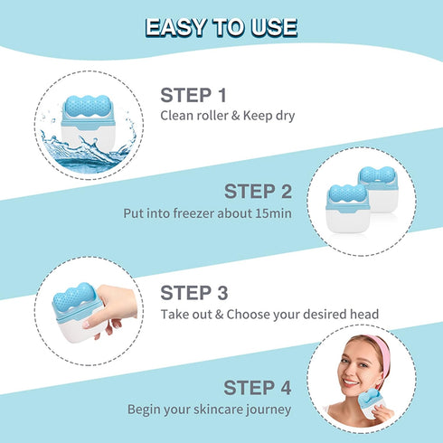 Ice Roller for Face for Eye Puffiness Upgraded Ice Face Roller Cold Facial Ice Roller Massager Skin Care Tool (Blue)...