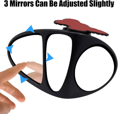 1 Piece Car Blind Spot Mirror Three Sided HD Glasses 360 Degree Rotation Convex Car Auxiliary Mirrors Wide Angle Rearview Mirror Stick On Adjustab...
