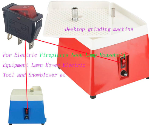 3 pin 2 Position Red Lighted Rocker Switch for Desktop Grinder,Electric Fireplaces,Neon Lamp,Household appliances,Lawn Mower,Electric Tool and Sno...