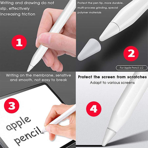 OneCut 8 Pcs Silicone Pencil Nib/Tip Protector Cap for Drawing Noiseless Compatible for Apple Pencil 1st/2nd Replacement Non-Slip Writing Nib/Tip ...