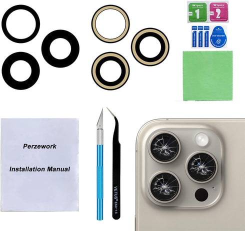 OEM Back Rear Camera Lens Glass Replacement for iPhone 15 Pro Max 6.7 inches with pre-Installed Adhesive and Reparing Toolkit......