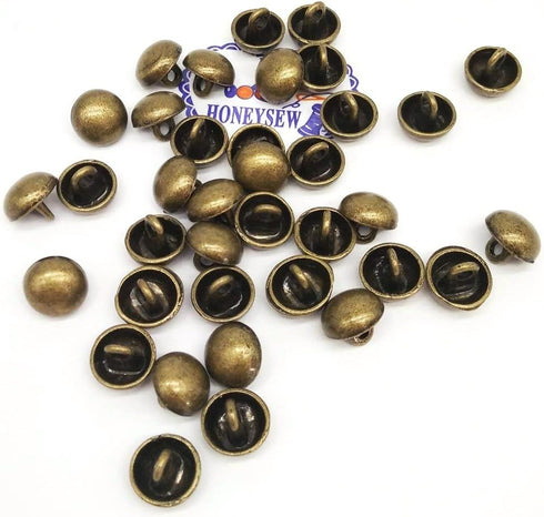 HONEYSEW 100pcs/pack 10mm Metal Alloy Coat Sewing Buttons Dome Mashroom Shank Buttons Silver/Black/Bronze for Choose (Antique Brass)...