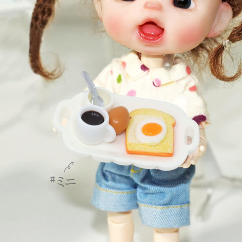 Honbay 9PCS Plastic Mini Fake Food Model Miniature Breakfast Set Mini Kitchen Accessories for Mini House Outdoor Garden Party Celebration (8 Style...