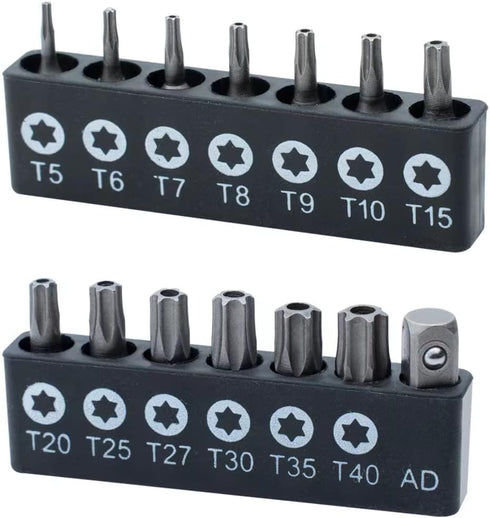 ROTATION 14-Piece Tamper Resistant Star Bits, Chrome Vanadium Steel, T5 - T40 Impact Grade Security Torx Bit Set, 1/4-inch Hex Shank...