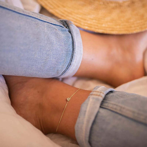 Gold Initial Anklet for Women Tiny Heart Charm Sideways Letter A Engraved 14K Gold Plated Dainty Chain Minimalist Personalized Beach Jewelry Gift...