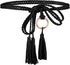Women's Tassel Braided Waist Belt, Skinny Handwoven Belt with Ring for Dress Waist Belt...
