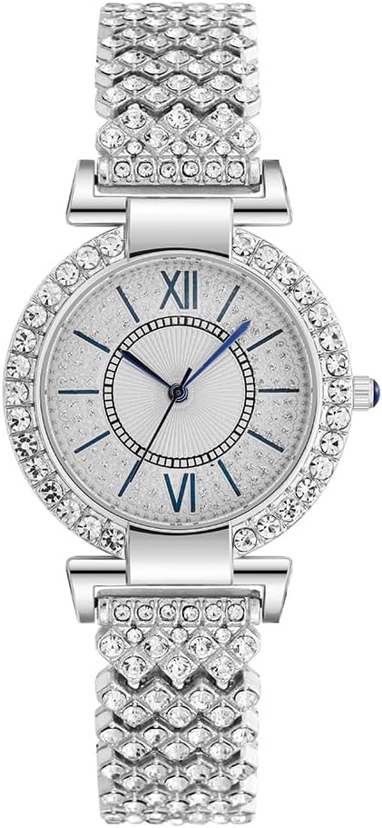 CdyBox Women Luxury Crystal Watch Classic Bracelet Watches Analog Quartz Wristwatch (Silver)...