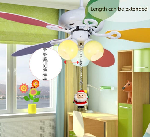 12 inch Ceiling Fan Pull Chain Father Christmas Charm Pendant Ceiling Fan Danglers Fan Pulls Chain Extender with Ball Chain Connector for Ceiling ...