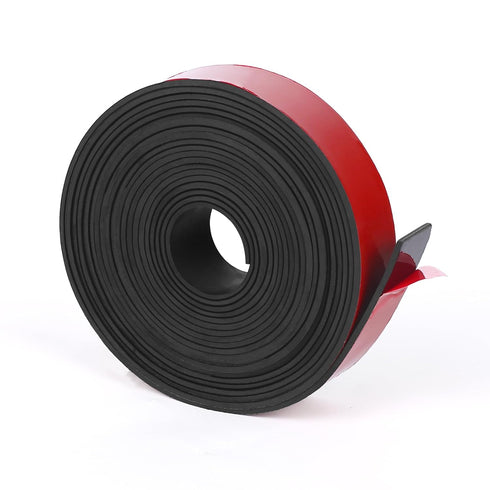 WochiTV Adhesive Solid Rubber Strips, 1" Wide x 1/16" Thick x 180" Long Self Stick Black Neoprene Rubber Rolls Perfect for DIY Insulation Cushion ...