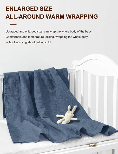 Dusty Blue Receiving Blankets for Boys, Muslin Cotton Baby Swaddle Blanket 47 x 47 inches, Wrap Swaddles for Newborns Baby Essentials (42-09)...