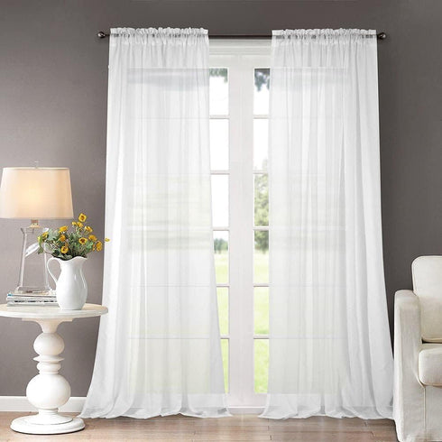 Dreaming Casa Solid Sheer Curtains White Rod Pocket Voile Draperies 84 Inches Long for Living Room 52" W x 84" L 2 Panels...